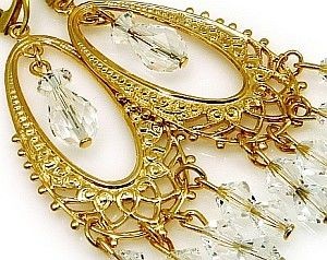 Swarovski NOWE UNIKAT KOLCZYKI GOLD CHANDELIER