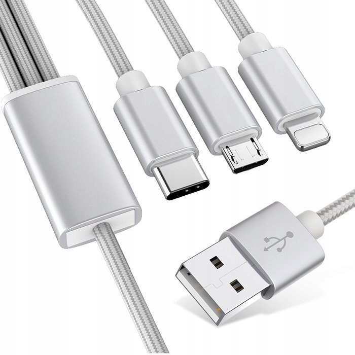 Kabel Ładowarka 3w1 Do Iphone Micro Usb Typ-c