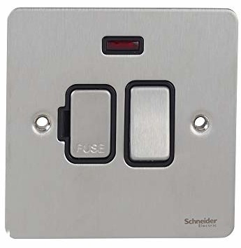 Schneider Electric GU5211BSS Ultimate płaska płyta, przełączane połączenie bezpiecznika, neonowe, stal - opakowanie 1 szt. GU5211BSS