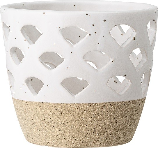 Bloomingville Świecznik 8 cm biały kamionkowy 82047871