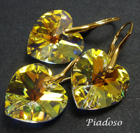Arande SWAROVSKI komplet ZŁOTE SREBRO GOLD AURORA HEART 2083393485