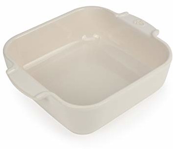 Peugeot Appolia kwadratowa forma do zapiekania z uchwytami, ceramika, ecru/biel, 6 x 21 x 21 cm, pojemność: ok. 1 l, 60206.