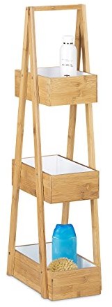 Relaxdays Regał łazienkowy bambus  wys. x szer. x głęb.): 82 x 30 x 18 cm 3 praktyczny regał łazienkowy jako stojak na 3 półka z 3 koszami jako bambus Butler wykonana z naturalnego materiału do łazienk 10020305