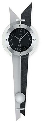 AMS f5253 radiowy zegar wahadłowy, drewno, wielokolorowa, 80 x 35 x 20 cm F5253