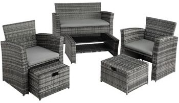 TecTake Meble ogrodowe z technorattanu Modena szary 403279