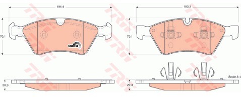 TRW Zestaw klocków hamulcowych, hamulce tarczowe GDB1642