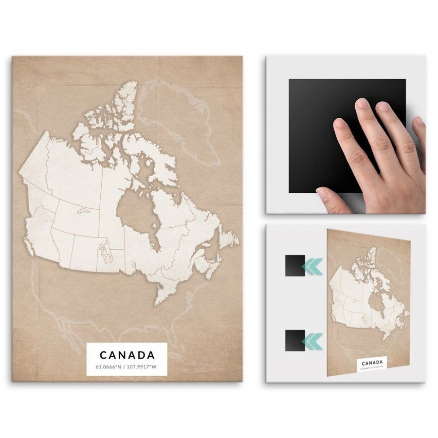 Pix4home Plakat metalowy Mapa Vintage Kanada L POS-L-04312