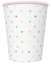 POL Kubeczki urodzinowe w pastelowe kropeczki 250 ml 8 szt KD01-OG-027001