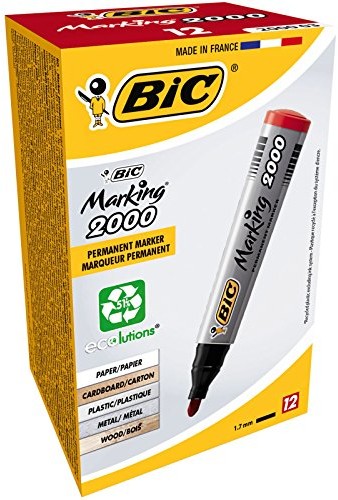 BIC Permanent Marker Marking 2000 Ecolutions. Końcówka okrągła, 1,7 MM, pudełka po 12 sztuk, czerwony 8209133