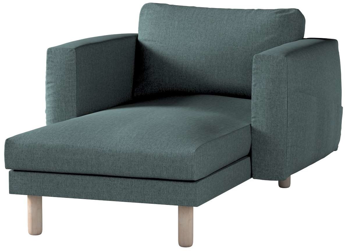 Dekoria pl pl Pokrowiec na szezlong Norsborg z podłokietnikami szary błekit szenil 110 x 157 x 85 cm City 1023-704-85