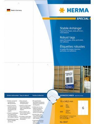 Herma Anhng. reifest A4 70x148,5 mm wei perfor. 600 St. - 8047