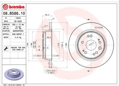 BREMBO Tarcza hamulcowa 08.B586.10