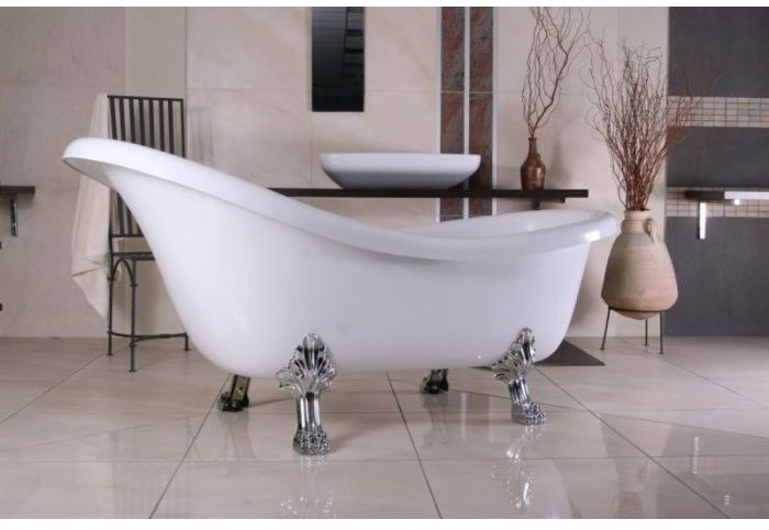 Balexim Naomi retro 174x83 cm biała nogi chrom BALNAOMIC