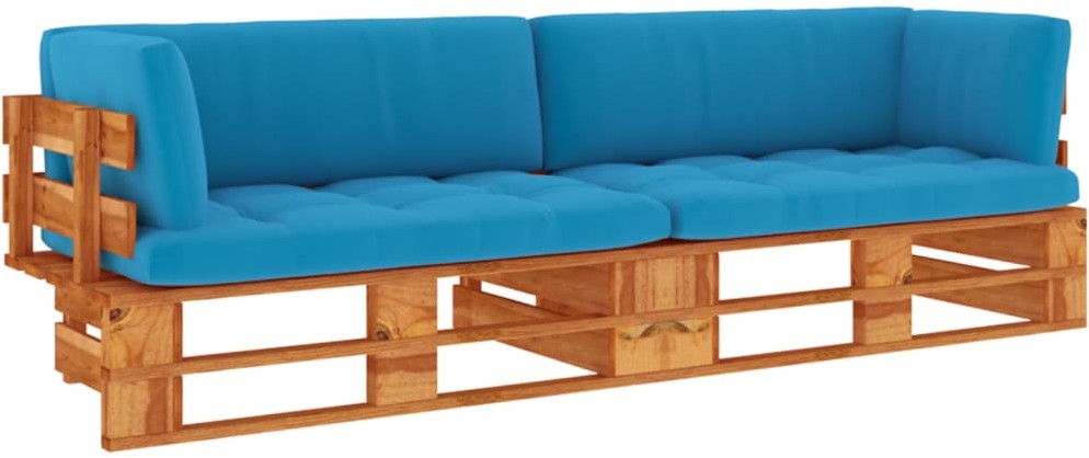 vidaXL Sofa 2-os. z palet, z poduszkami, miodowy brąz, drewno sosnowe