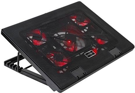 MARS GAMING Mars Gaming mnbc2  Gaming-podkładka chłodząca do notebooków na notebooki z ekranem do 44 cm (17,35 cala), 5 pasować wentylatorów, czerwone podświetlenie LED, 2 X USB 2.0, czarnym i czerwonym MNBC2