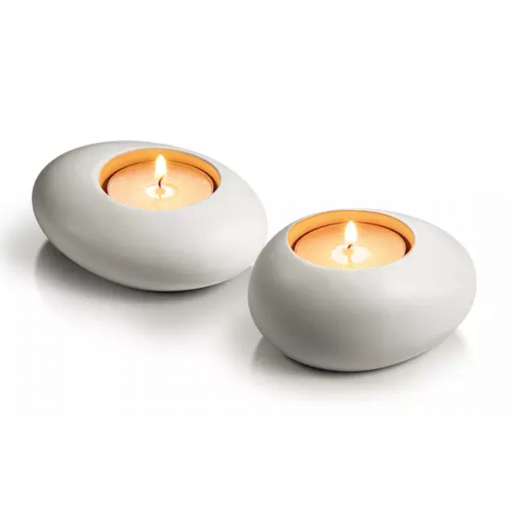 Tescoma Fancy Home Stones 2 Szt 8 Cm Białe Świeczniki Ceramiczne