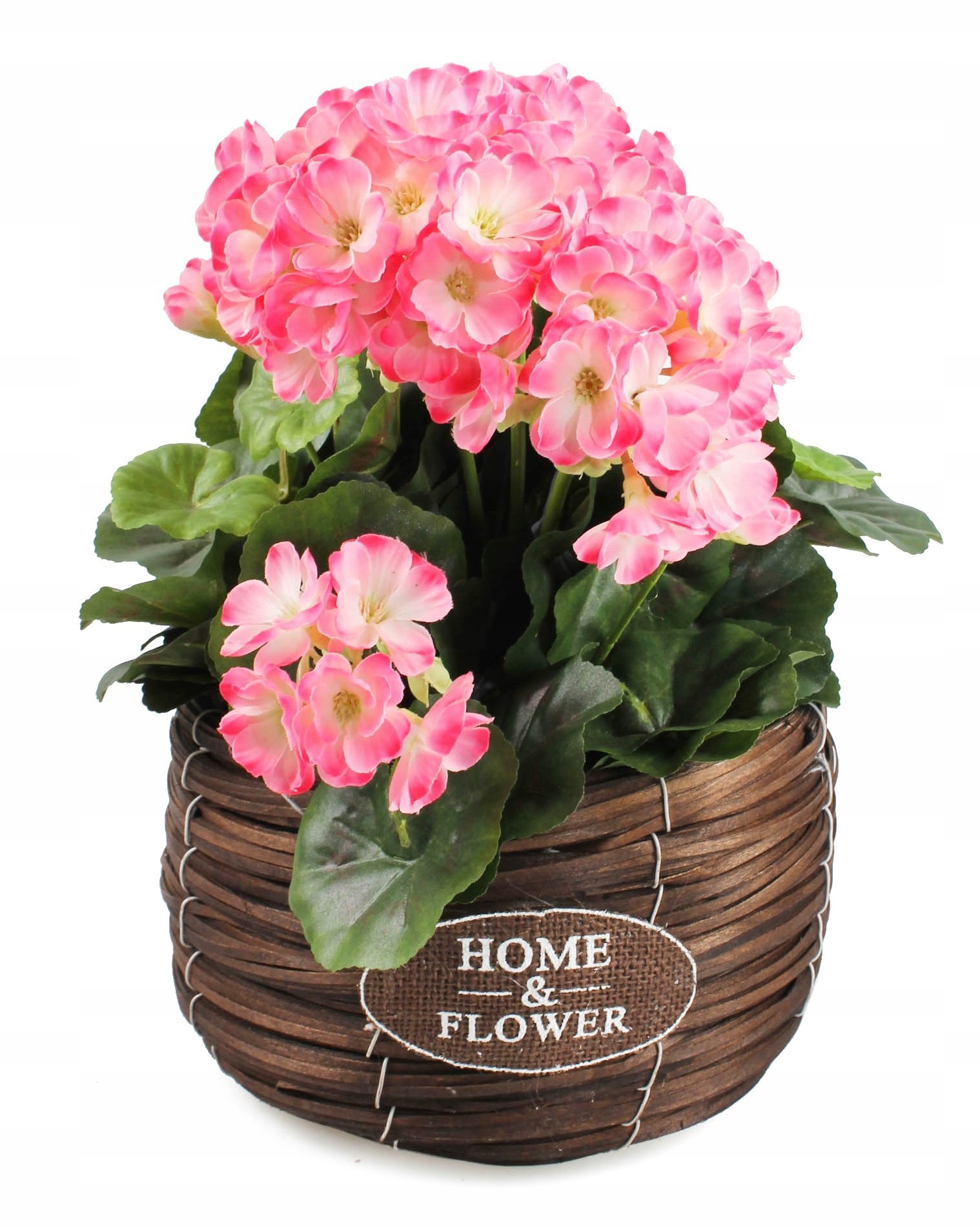 Brązowy Okrągły Koszyk Z Folią Na Kwiaty S