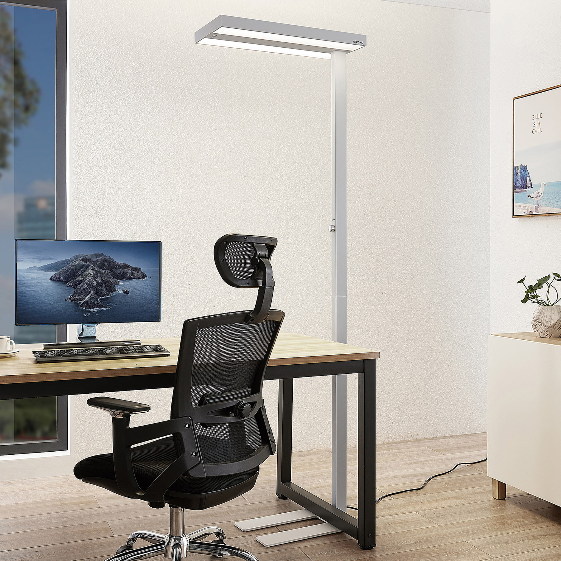 ARCCHIO Arcchio Nelvana lampa stojąca LED, czujnik, biała