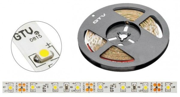 GTV TAŚMA FLASH 3528. 300 LED CIEPŁY BIAŁY. 4.8Wm BEZ ŻELU 8mm. ROLKA 50m. 12V LD-3528-300-20-CB-50