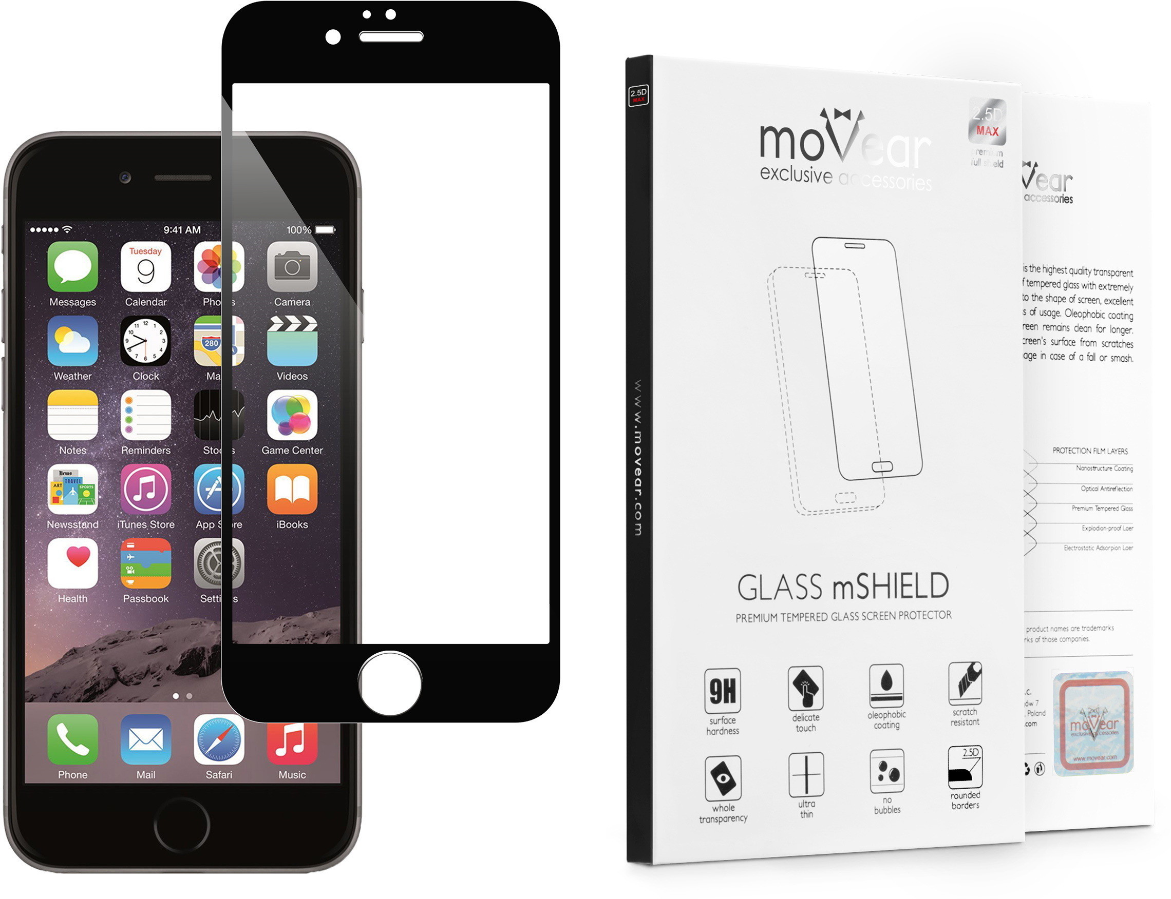 Szkło Hartowane 9H na iPhone 6 6s do Etui Movear