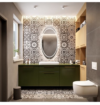 Łukasz Ochwat Alfaram Lustro elipsa z podświetleniem IWO LED II, Lustro półowalne: 50x150