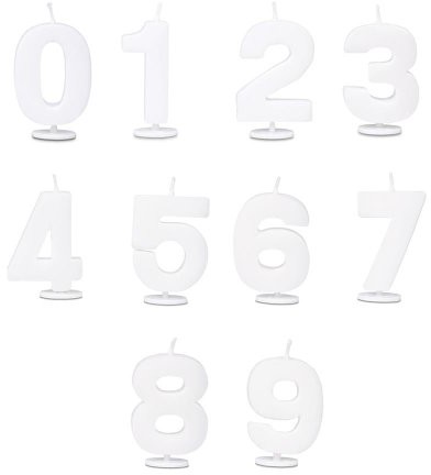 Städter 910904 Mini cyfry zestaw świec, 10-częściowy, biały 910904
