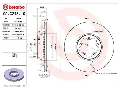 BREMBO Tarcza hamulcowa 09.C243.10