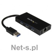 Startech com PORTABLE USB 3.0 HUB W GBE com 3 Port USB 3.0 Hub mit Gigabit Ethernet Adapter aus Aluminum Kompakter USB3 Hub mit GbE (ST3300GU3B)