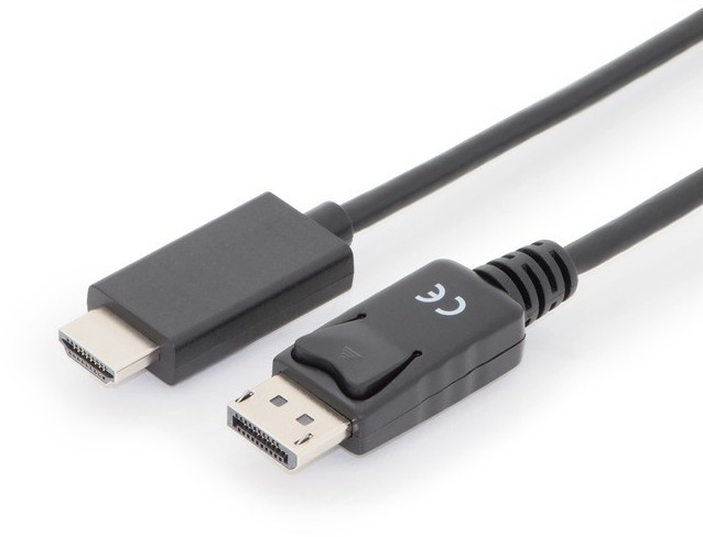 Assmann Kabel adapter DisplayPort 1.2 z zatrzaskiem 4K 60Hz UHD Typ DP/HDMI A M/M czarny 1m AKASSVD00000043