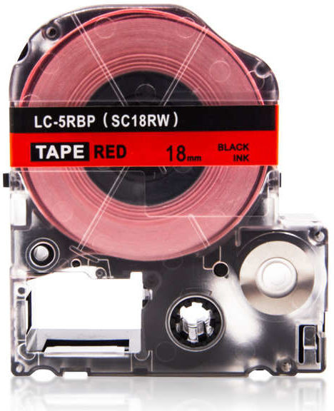 Epson LK-SC18RW, 18mm x 9m, czarny druk / czerwony podkład, taśma zamiennik