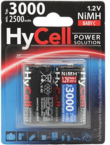 Hycell Akumulator hycell Baby C typ 3000 (min. 2500 mAh) torba torba schnellladefaehige akumulatora NiMH bateria do lamp itd., 2 szt. w opakowaniu 5035302