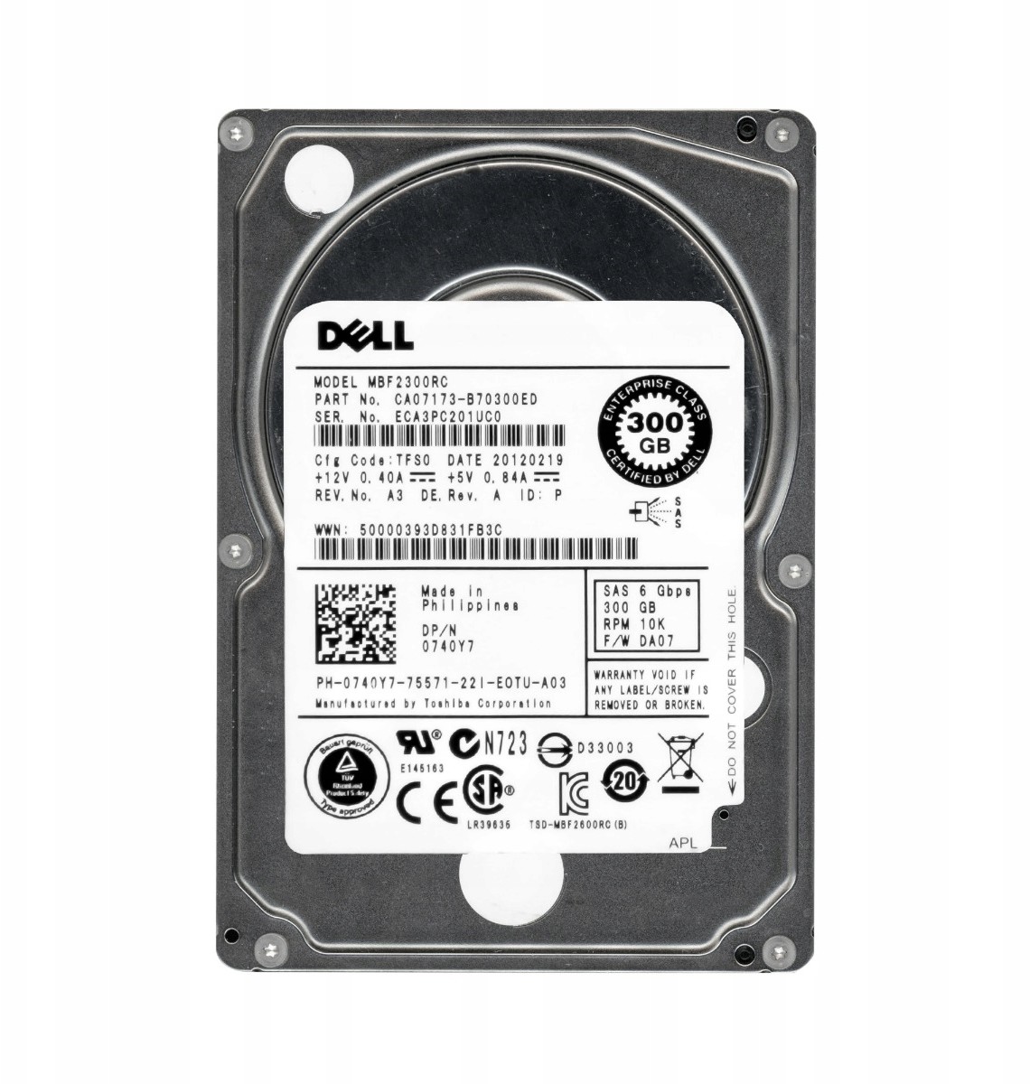 Dell 0740Y7 300GB 10K 16MB SAS-2 2.5'' MBF2300RC