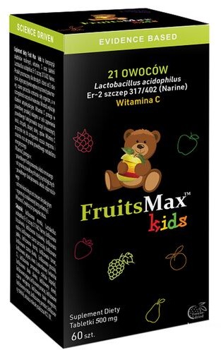 Narine Narine FruitsMax Kids 500 mg - Wzmacnia organizm dzieci -60 tabletek