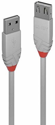 LINDY 36710 kabel przedłużający USB 2.0 typu A, antra Line - szary, 0,2 m 36710