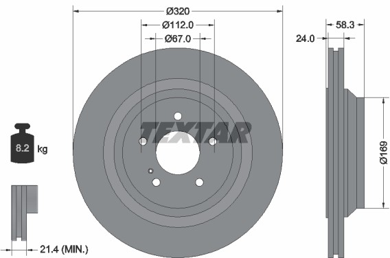 TEXTAR Tarcza hamulcowa tył 320X24 V 5-OTW MERCEDES S-KLASA 05> SL 06> 92160705