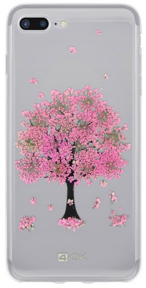 4-OK Etui Flower iPhone 7 Plus/8 Plus różowe drzewo FC7PPT