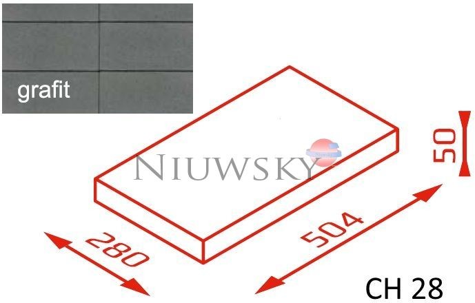 Joniec Daszek na murek CH28 50,4x28x5 grafit / Daszek na murek CH28 50,4x28x5 grafit /