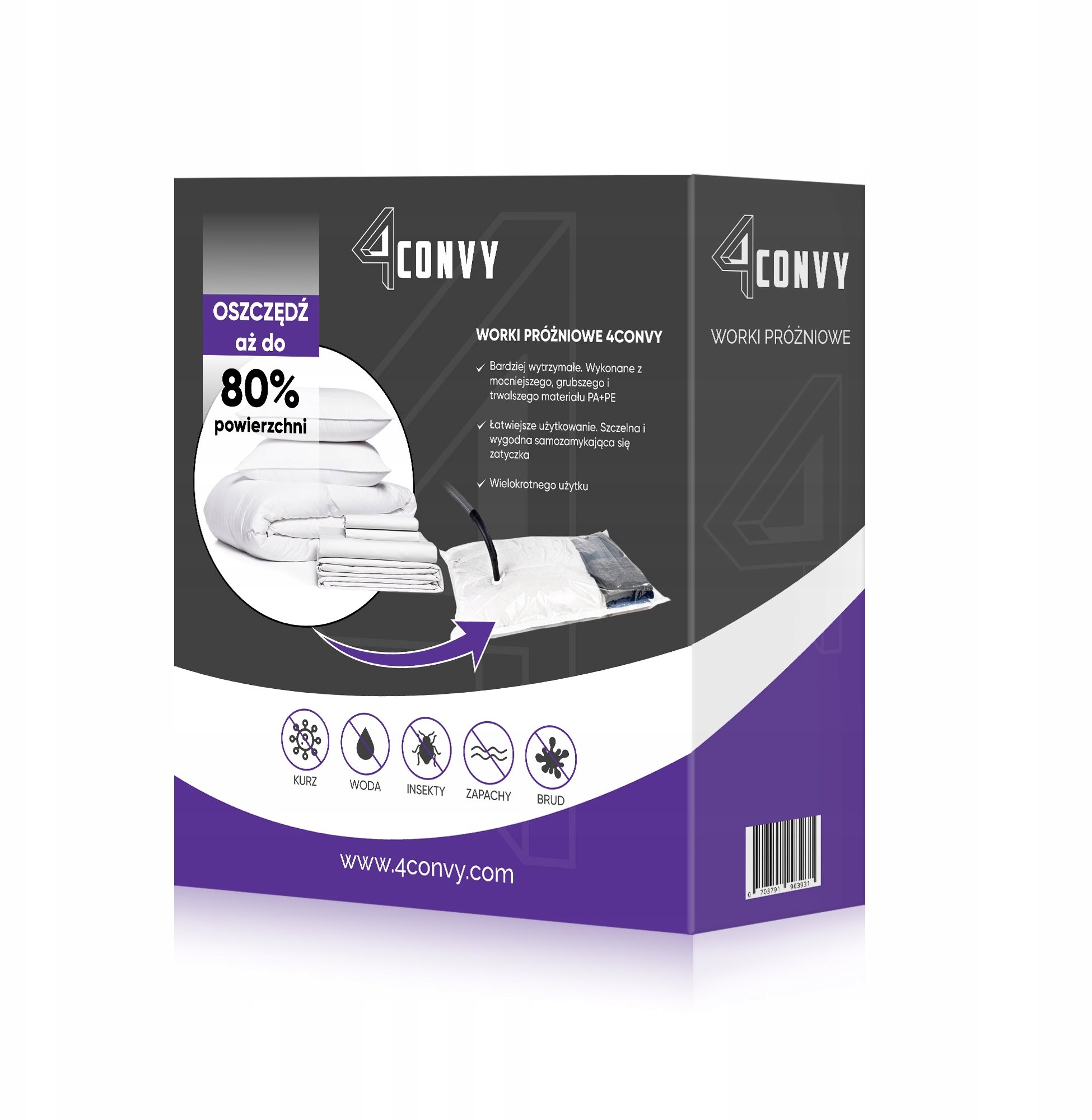 4CONVY worek próżniowy 70x100 do ubrań pościeli