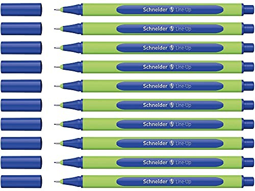 Schneider Line-Up Fineliner (cienkopis trójkątny, grubość kreski 0,4 mm, obudowa z biobazowanego tworzywa sztucznego) lapis niebieski, 10 sztuk 191003