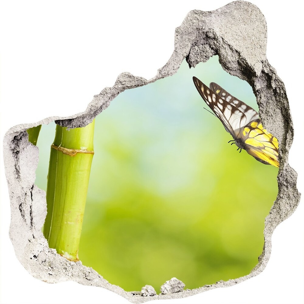 Wallmuralia.pl Samoprzylepna dziura naklejka Bambus i motyl