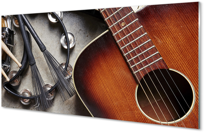 Tulup.pl Szklany Panel Gitara mikrofon pałeczki 100x50cm
