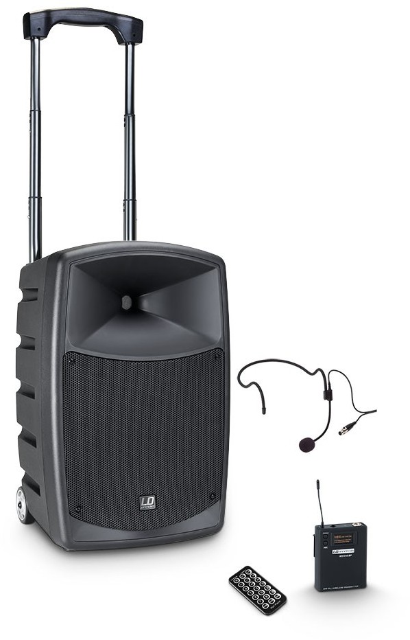 LD Systems ROADBUDDY 10 HS - Zasilana z akumulatorów kolumna Bluetooth z mikserem, nadajnikiem Bodypack i zestawem nagłownym