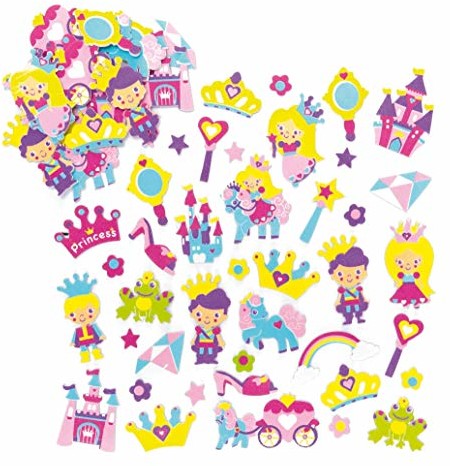 Baker Ross Baker Ross Naklejki piankowe księżniczki, ozdoby dla dzieci projekty artystyczne i rękodzieło, scrapbookingi i tworzenie kartek (opakowanie 120), różne ET596