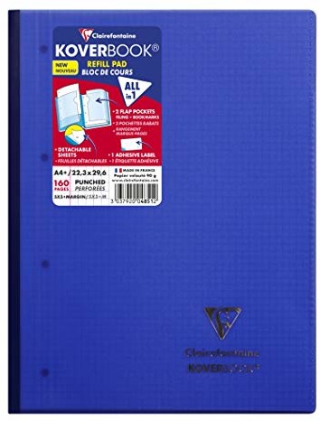 Clairefontaine 4851C koverbook mikroperforowany, 4 dziurki, 22,3 x 29,7 cm, 80 kartek, w kratkę, 1 sztuka, posortowane pod względem koloru 4851C