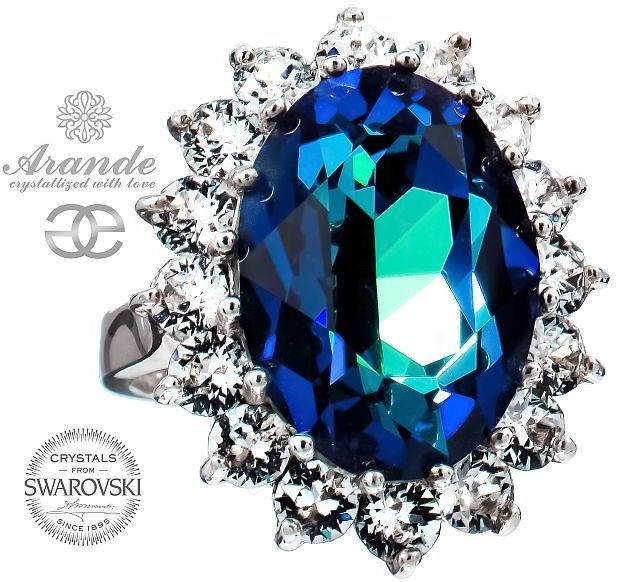 Swarovski Arande piękny pierścionek ROYAL BERMUDA BLUE SREBRO 700689