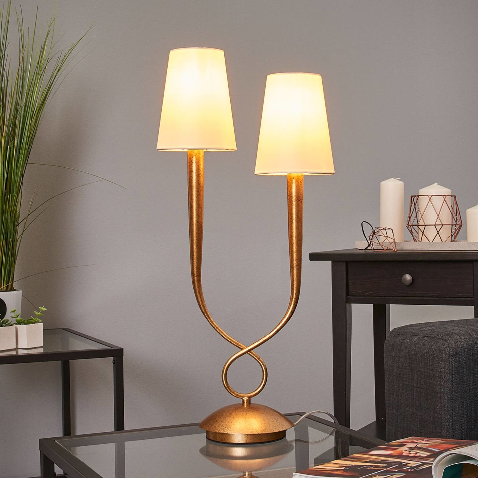 Mantra Iluminación Lampa stołowa Paola 2-punktowa złota