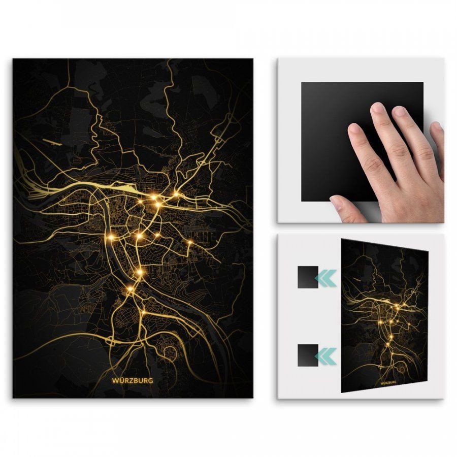 Pix4home Plakat metalowy Mapa City Lights Würzburg M POS-M-03327