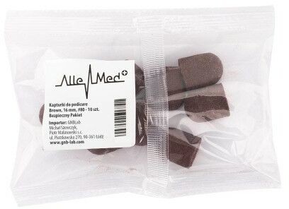 Allemed Kapturki do pedicure 16 mm gradacja 80 10 szt AlleMed Brązowy Brown