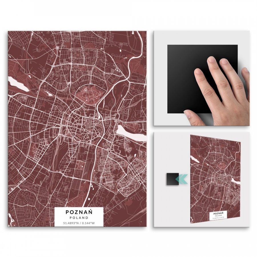 Pix4home Plakat metalowy Mapa Burgund Poznań M POS-M-02297