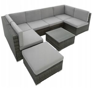 TecTake Meble ogrodowe rattanowe tarasowe Wenecja szare 402698 402698